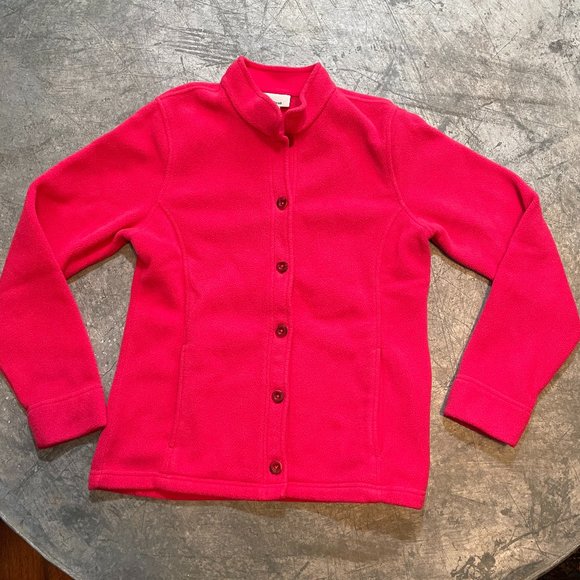 L.L. Bean Pink Polartec Fleece Button Up Cardigan - Picture 2 of 13